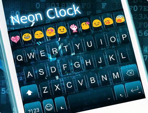 Neon Clock Emoji Keyboard Skin screenshot 5
