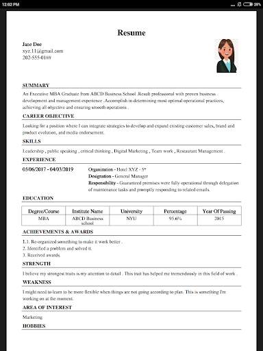Easy CV Maker Resume Builder Free PDF Templates screenshot 10
