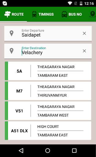 MTC bus route screenshot 1