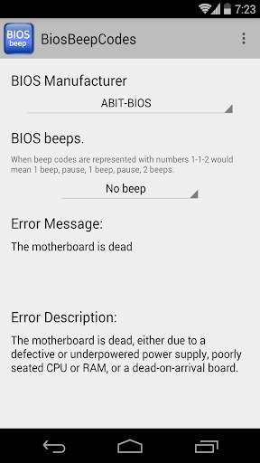 BIOS Beep computer error codes screenshot 1