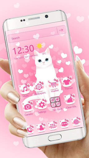 Pink kitty 3d live wallpaper theme screenshot 2
