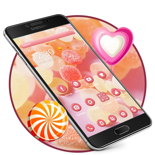 Lollipop and marshmallow pink candy wallpaper icon
