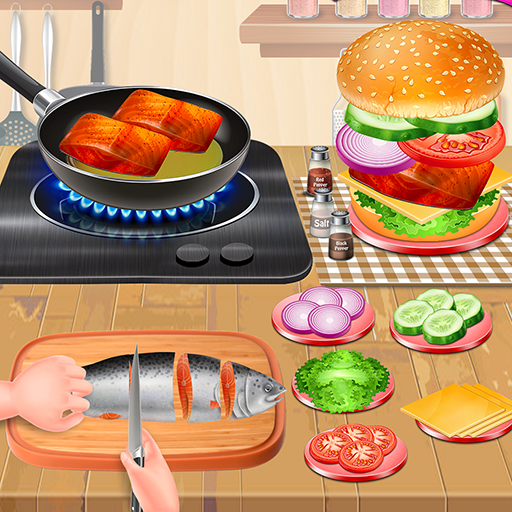 Crispy Fish Burger Recipe - Girls Cooking Game icon
