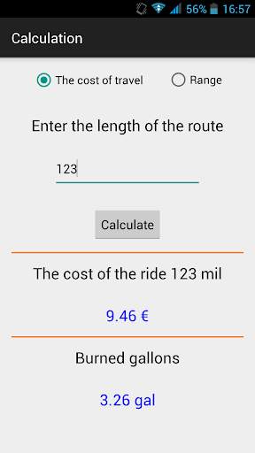 Petrol calculator screenshot 4