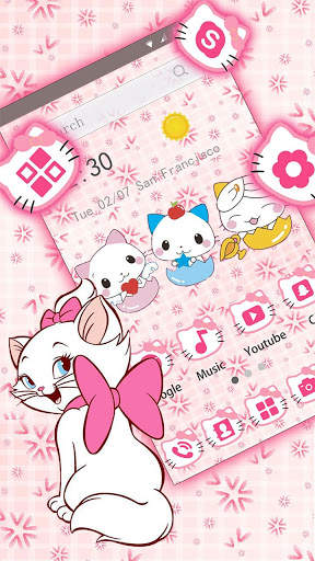 Pink Cute Cartoon kitty Launcher screenshot 2
