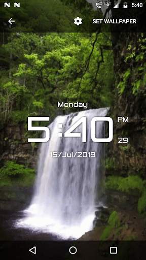 Waterfall digital clock live wallpaper screenshot 2