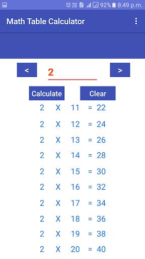 Math Table Calculator screenshot 2