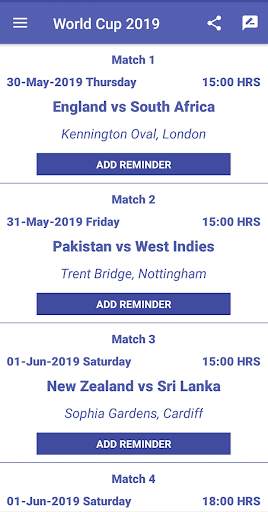 Cricket World Cup 2019 - Schedule,Squad,Points screenshot 1
