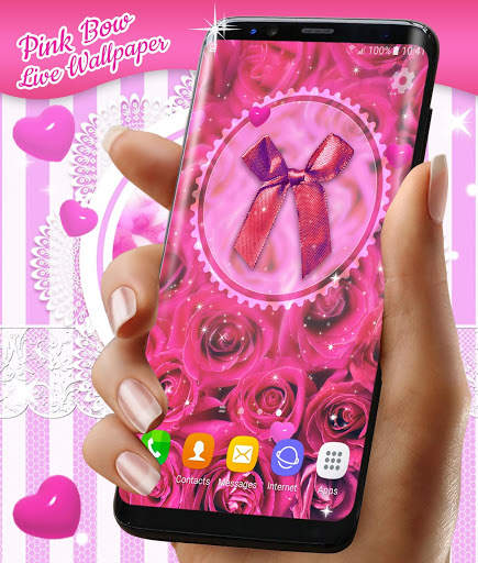 Pink Bow Live Wallpaper 🎀 Girly Pink Wallpapers screenshot 1