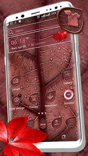 Red Leaf Texture Launcher Theme screenshot 1