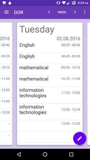 DOR - timetable screenshot 2