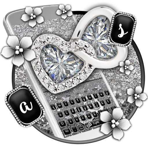 Silver Glitter Heart Keyboard icon