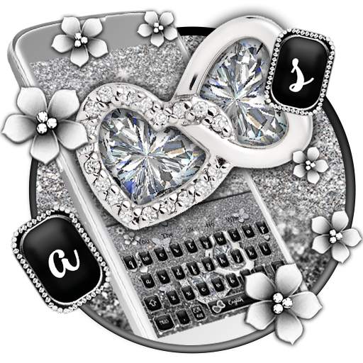 Silver Glitter Heart Keyboard 10001002