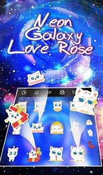 Neon Blue Galaxy Love Rose Keyboard Theme screenshot 5