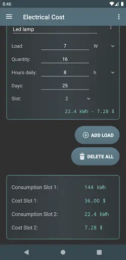 Electrical Cost screenshot 2