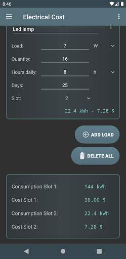 Electrical Cost screenshot 2