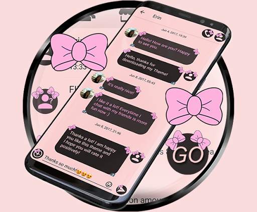 SMS Theme Ribbon Pink messages screenshot 1