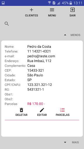 Contas a receber скриншот 1
