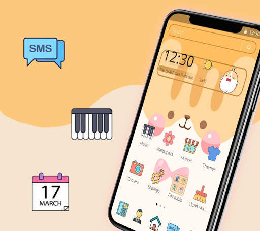 Cute Kawaii Molang Face Theme screenshot 3