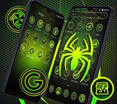 Green Neon Black Spider Theme 🕷️ screenshot 2