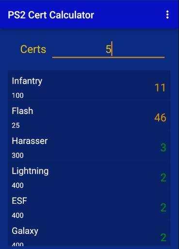 Planetside 2 Calculator screenshot 1