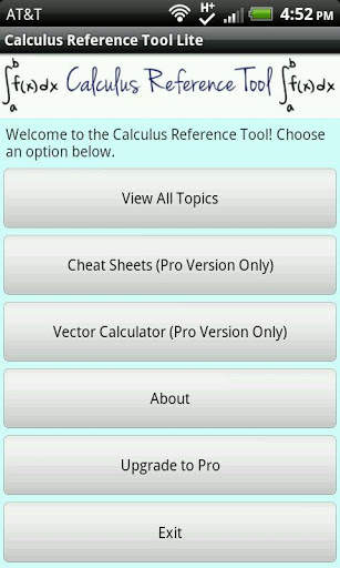 Calculus Reference Tool Lite screenshot 1