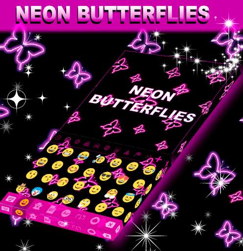 Neon Butterflies Keyboard स्क्रीनशॉट 2