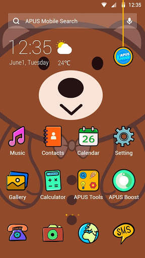 Brown Cute Bear APUS Launcher theme screenshot 1