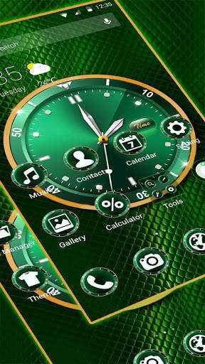 Gold Green Luxury Clock APUS launcher Theme screenshot 1