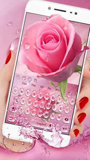 Pink Rose Water Drop Keyboard screenshot 1