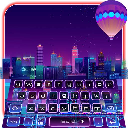 3D Live Neon City Life Keyboard Theme 10001004