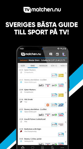 TVmatchen.nu - sport på TV screenshot 1