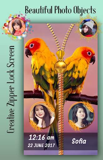 Birds Zipper Lock Screen 3 تصوير الشاشة