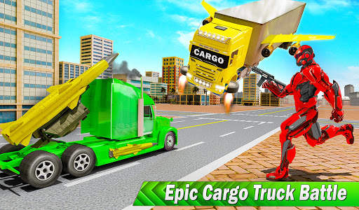 Flying Cargo Transport Truck Transform Robot Games screenshot 5