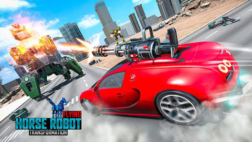 Flying Horse Robot: Muscle Car transform Game screenshot 5