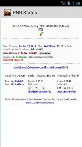 PNR Status screenshot 2
