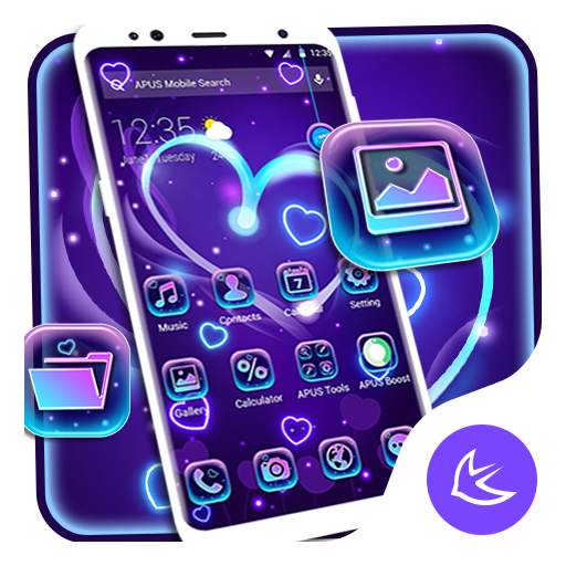 Purple romantic love  APUS Launcher theme 63.0.1001