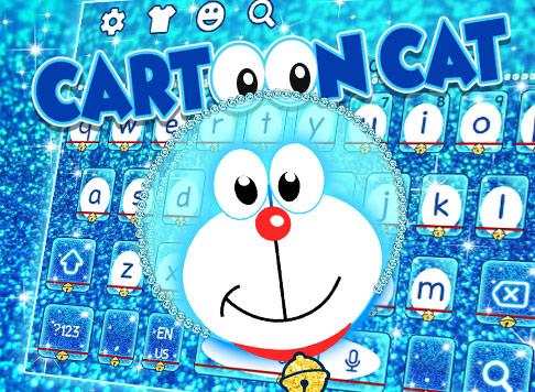 Blue Cartoon Cat Keyboard Theme screenshot 4