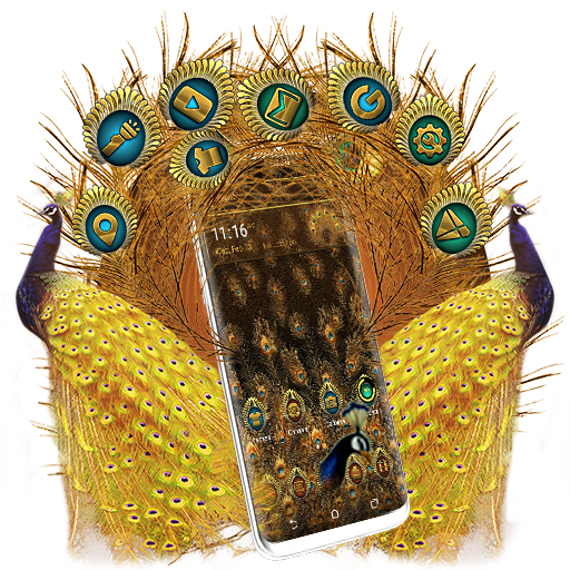 Golden Peacock Feather Launcher Theme icon
