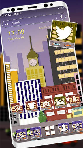 City Illustration Launcher Theme screenshot 1