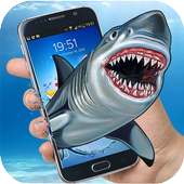 Shark Hunting On Screen Hungry Shark Attack Joke logo
