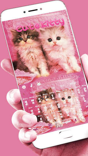 Pink Cat Kitty Keyboard Theme screenshot 3