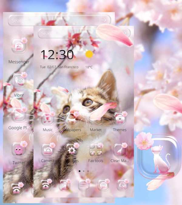 Sakura Kitty Theme Wallpaper screenshot 3