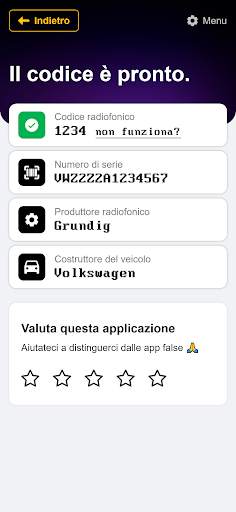 Generatore codice autoradio screenshot 5