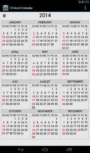 Twelve Month Calendar screenshot 10