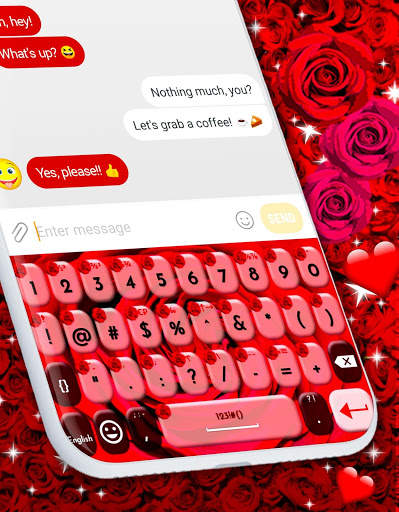 Red Rose Keyboard 🌹 Emoji Keyboard Themes स्क्रीनशॉट 4