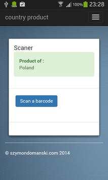 Country Product Barcode scaner screenshot 1