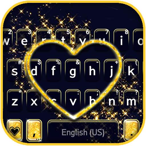 Black Gold Heart Keyboard Theme 1.0