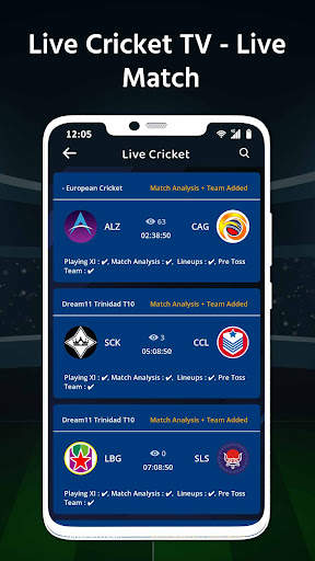Live Cricket TV - Live Match 3 تصوير الشاشة