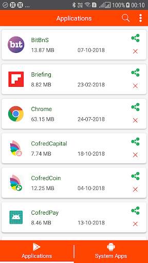 Andro Share : Share APK via Bluetooth, Email screenshot 1